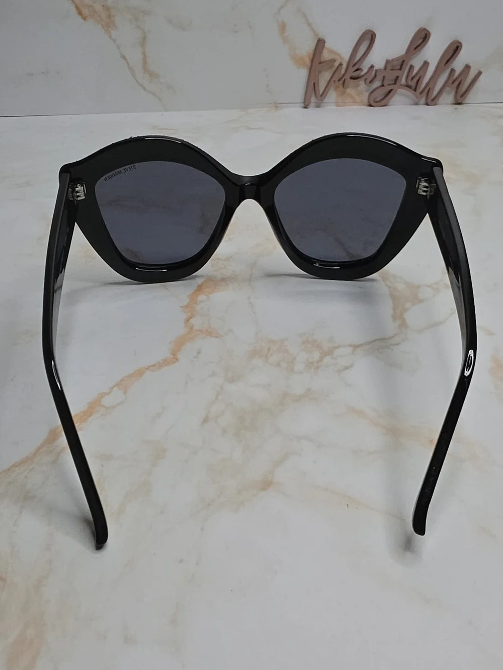 Steve Madden Black Crystal-Trim Cat Eye Sunglasses